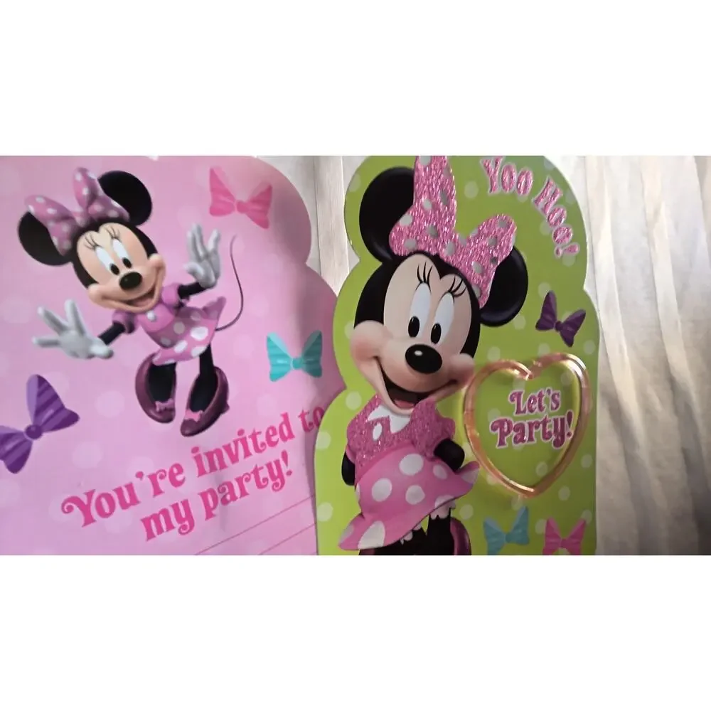 Minnie mouse party invitations bundle of Four.  Missing 6 envelopes.